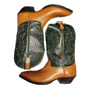 Hondo Western Boots Womens US 6B Multi Cowgirl Oil Resistant Pointed Toe Pull On